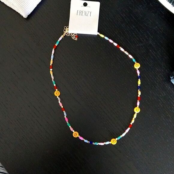 Beaded Choker Necklace Smiley Face Necklace - Picture 2 of 7